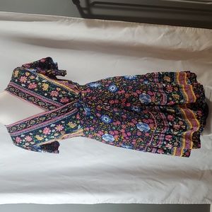 Clad & Cloth summer in the Hamptons navy floral print wrap dress in size Large